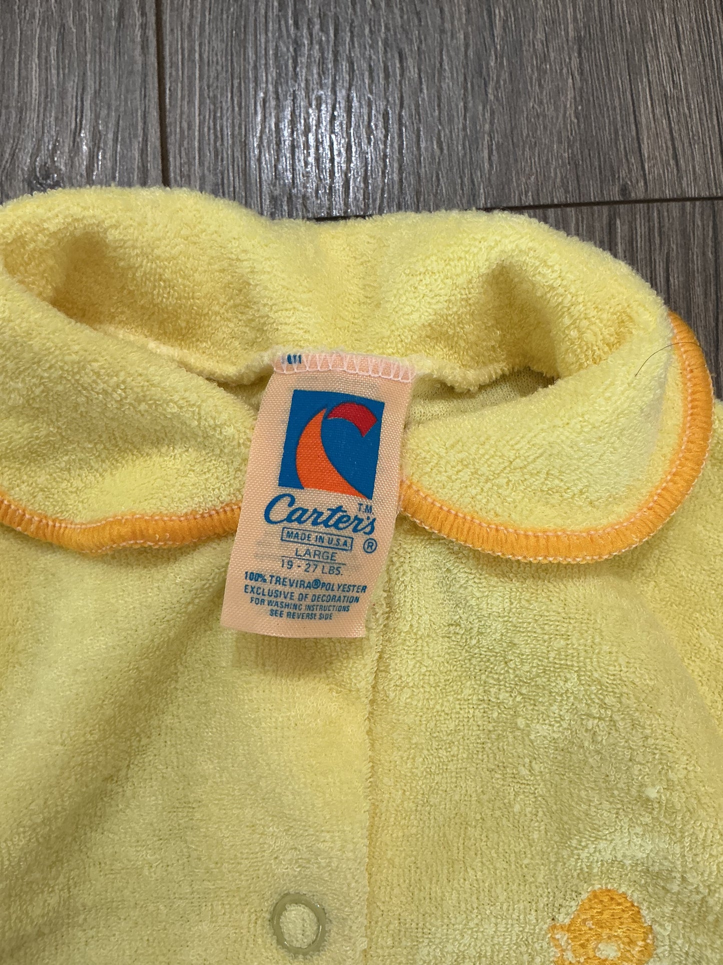 Vintage Carter’s Baby Clothes Large Duckie Outfit Terry Cloth Sleeper