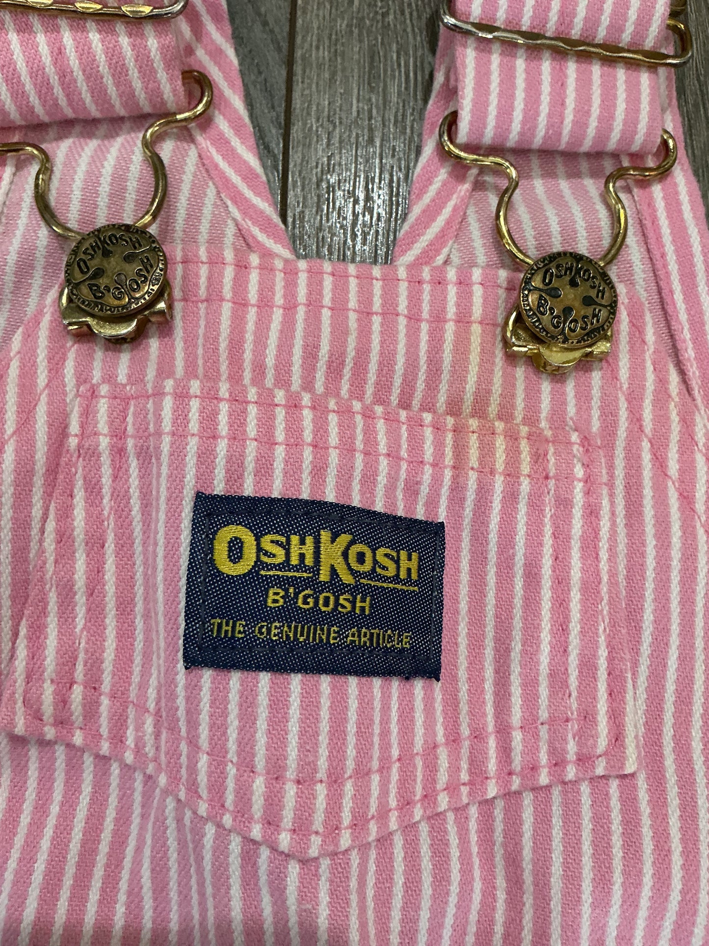 Vintage Oshkosh B'Gosh Vestbak Pink Stripe Bibs Overalls 12 Months rare