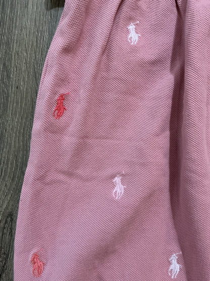 Ralph Lauren Dusty Pink Polo Romper Baby Girls Stretch Mesh Shortalls size 9M vintage￼