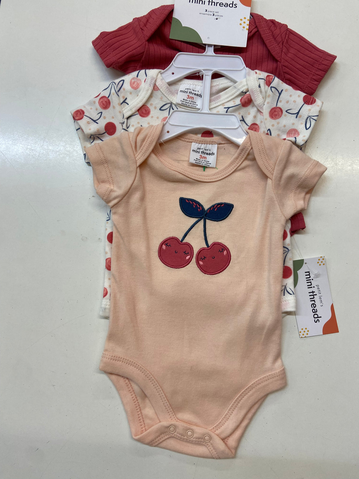 New Cherry Bodysuit 3pk, 3m