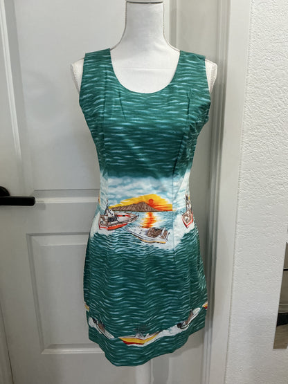 VTG KY'S Made in Hawaii Hawaiian Mini Summer Dress Tropical Beach Sz M 100% cotton￼