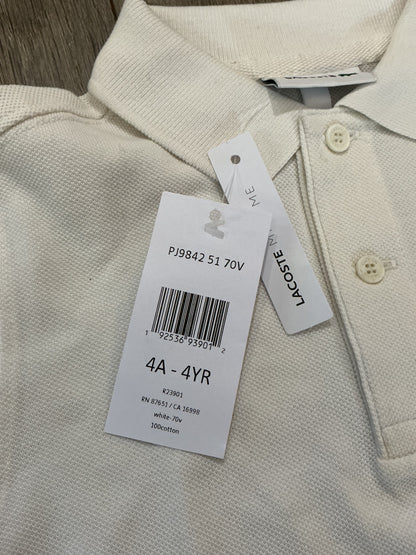 Boy’s Lacoste Regular Fit Polo Short White Size 4 years old