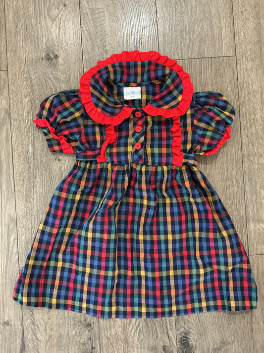 her majesty, girls dress 4T, vintage, rare multicolor plaid ruffle  ￼