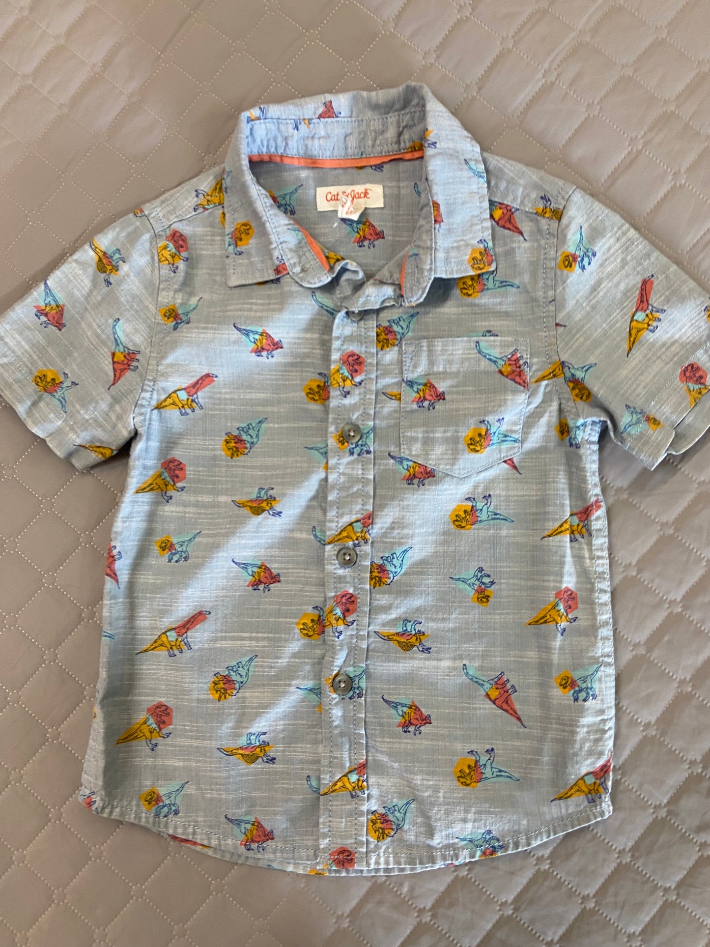 Cat & Jack Dinosaur Button Up Shirt, 3t
