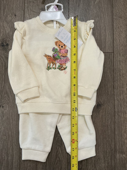 POLO RALPH LAUREN Baby Girl Fleece Polo Bear Sweatshirt & Pant Set, 6M NWT