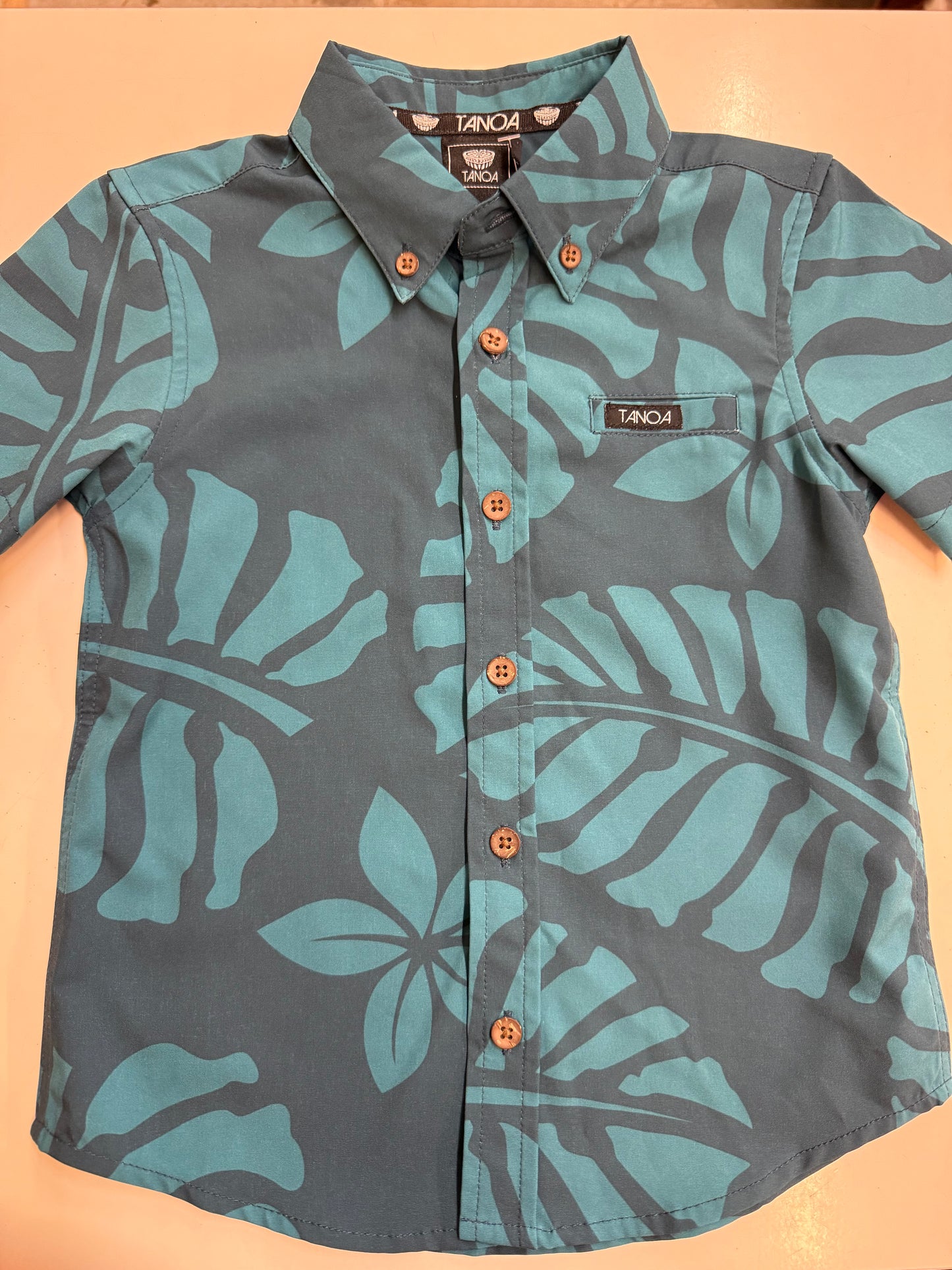 Tanoa Teal Button Down, 4T