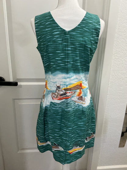 VTG KY'S Made in Hawaii Hawaiian Mini Summer Dress Tropical Beach Sz M 100% cotton￼