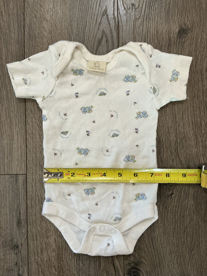vintage classic pooh romper, one piece, blue white yellow turtle honey size 3-6 months ￼￼