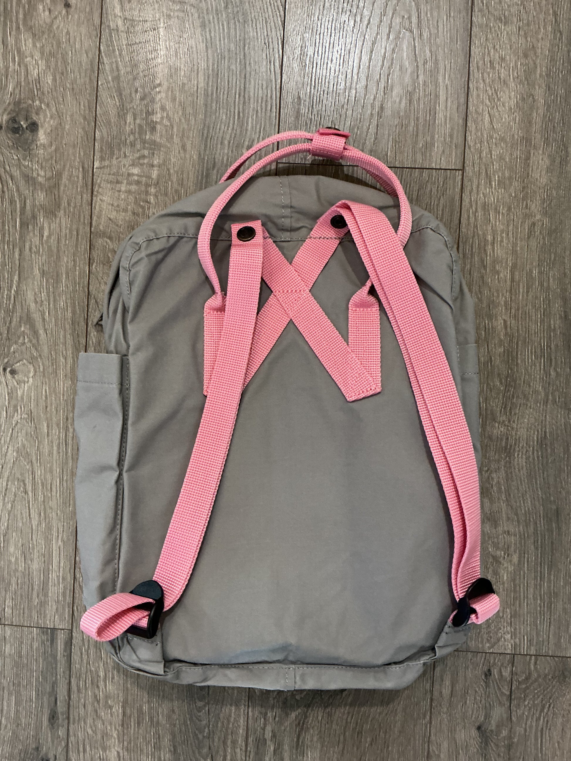 Fjallraven Kanken Mini Bag Light Gray With Pink Straps