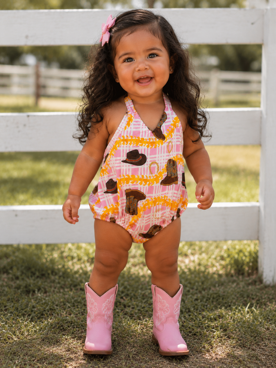 Paniolo Halter Romper, Pink