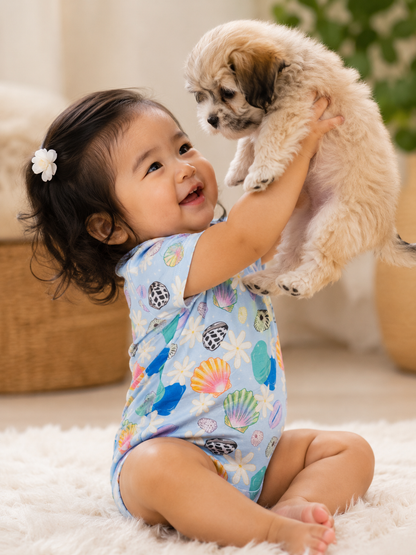 Sunrise Shell Onesie, Blue