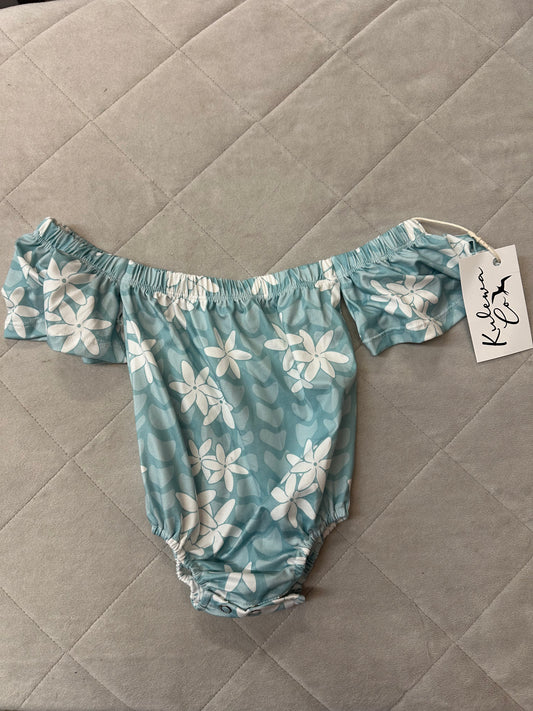 Kulewa Co OTS Blue Hebrew & Tiare Bodysuit, Size 18-24M
