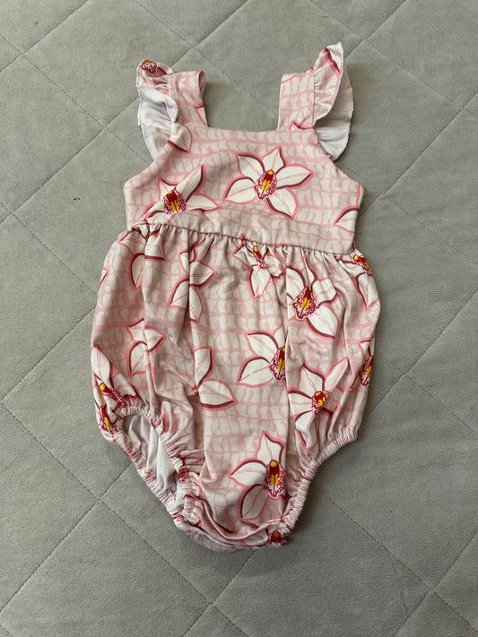 Kulewa Co Pink Hebrew & Orchid Hauoli Romper, Size 9-12M