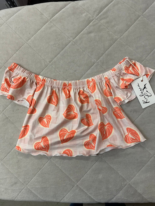 Kulewa Co OTS Pink Palaka & Anthurium Top, Size 4T