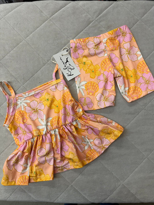 Kulewa Co Sunrise Shell Peplum Tank Set, Size 5/6T
