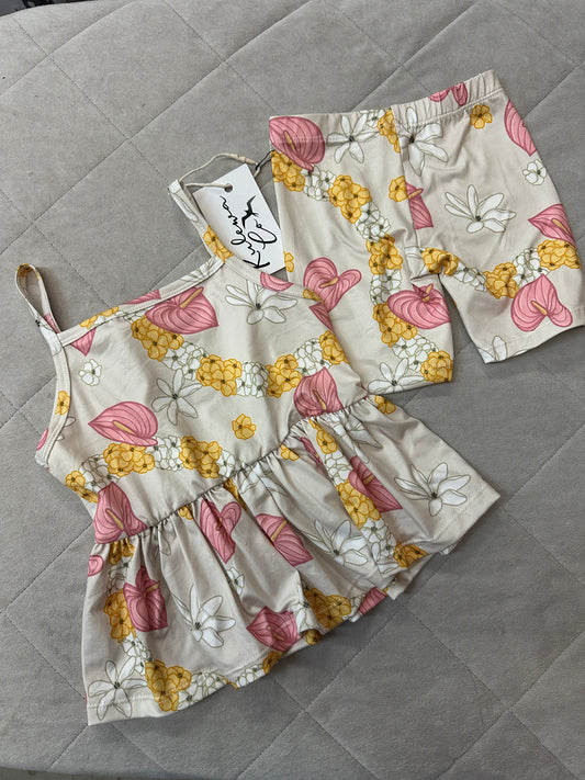 Kulewa Co OG Puakenikeni Peplum Tank Set, Size 5/6T