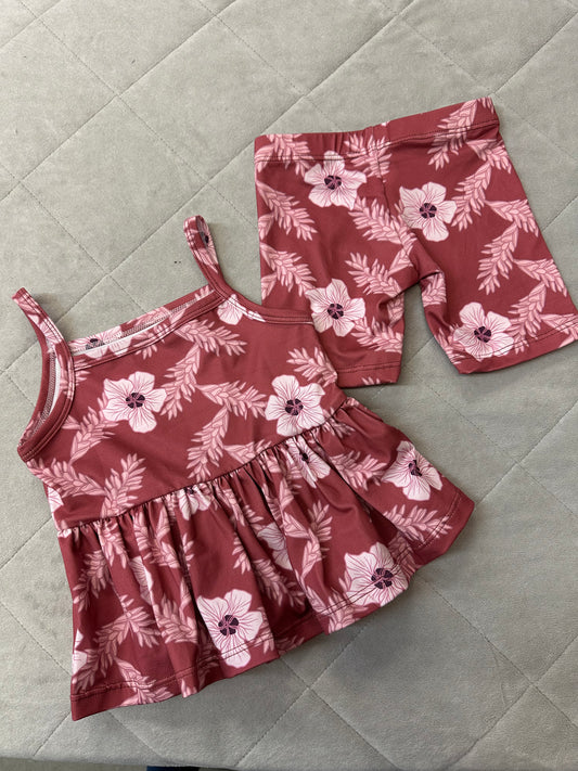 Kulewa Co Maroon Awapuhi Peplum Tank Set, Size 12-18M