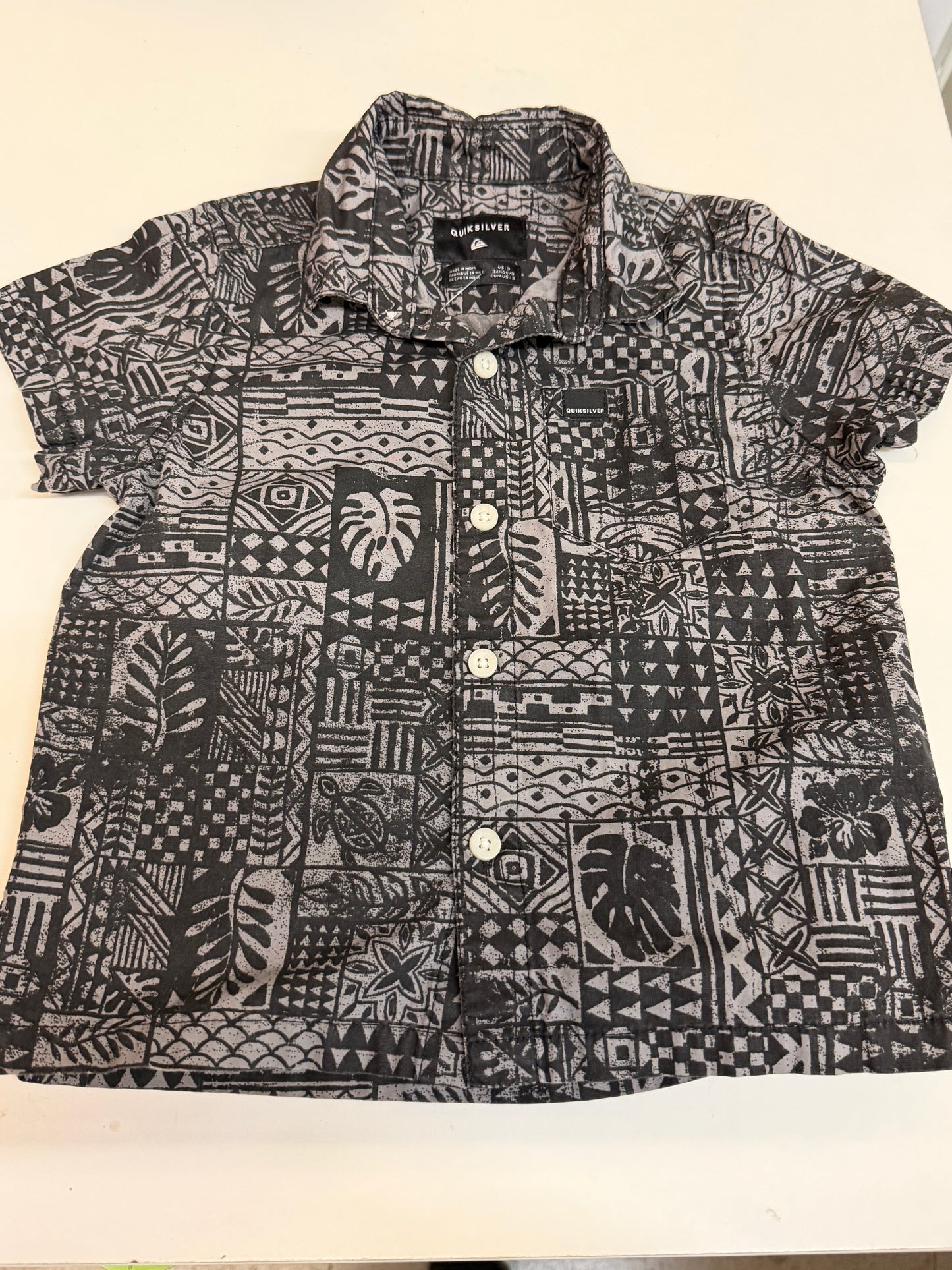 Quicksilver Monstera Collared Shirt, 3T