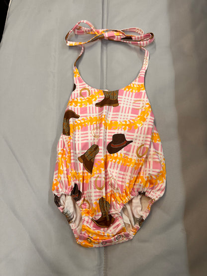 Paniolo Halter Romper, Pink