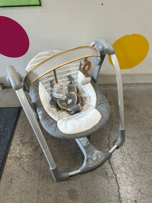 Ingenuity Portable Swing, Beige/White