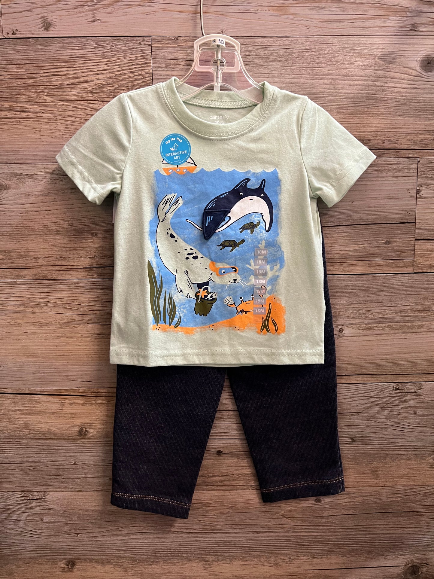 New Carters Interactive Art Tshirt and Pants Set, Size 18M