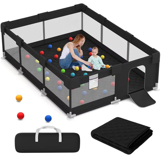 Playpen w/ Mat 71"x50", Black