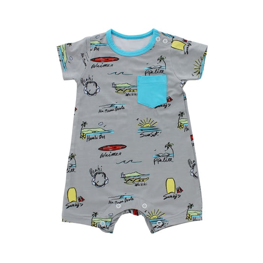 Surf Report Baby Bamboo Shortie Romper: 0-6M