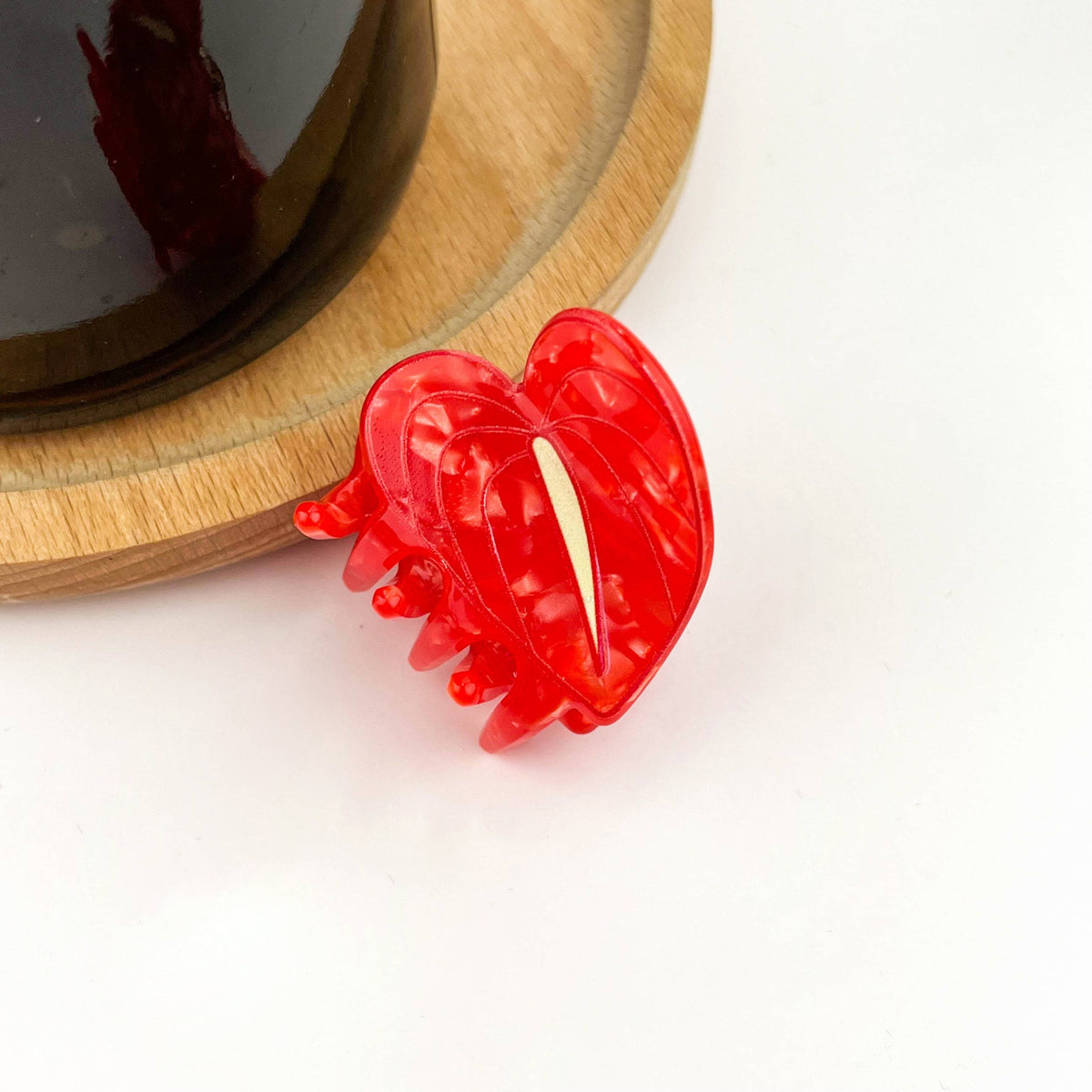 Anthurium Leaf Hair Claw Clip, Acetate Hair Clip: Red-mini clip