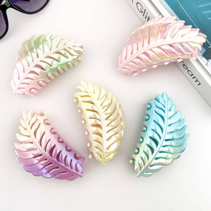 Candy Color Gradient Leaf Hair Clip: YellowPurple