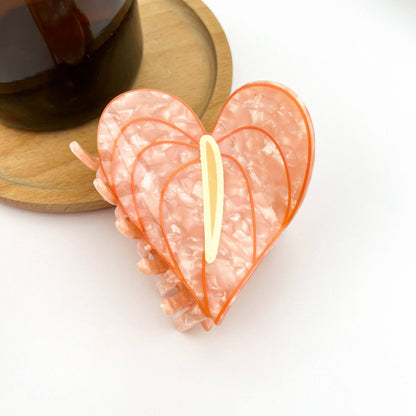 Anthurium Leaf Hair Claw Clip, Acetate Hair Clip: Red-mini clip