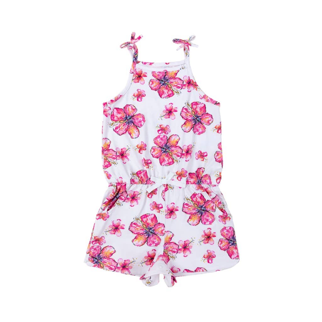 Hibiscus Kiss Girls Shortie Bamboo Romper: 18M