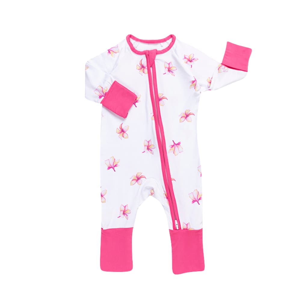 Plumeria Baby Bamboo Coverall: 3-6M