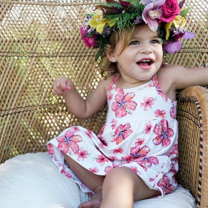 Hibiscus Kiss Kids Bamboo Spaghetti Strap Dress: 5/6