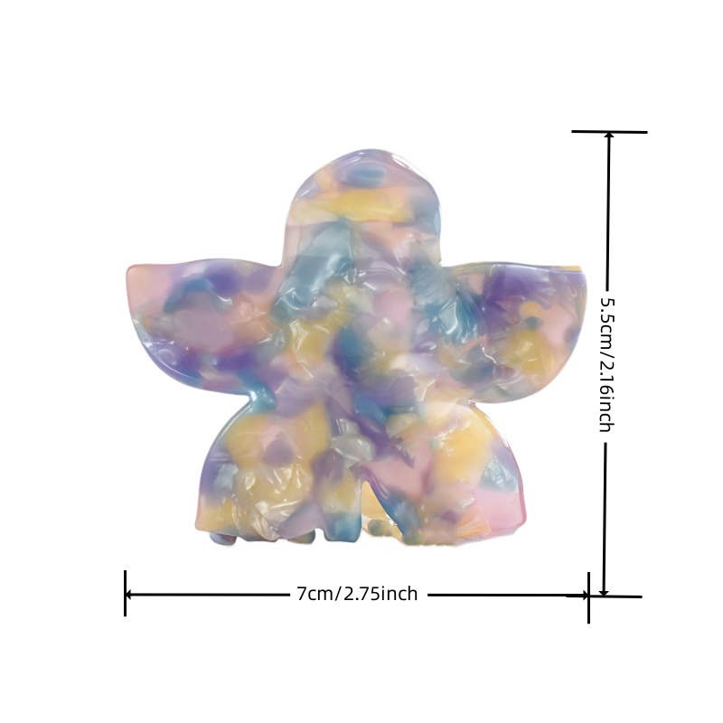 Tortoise & Marbled Plumeria Flower Acetate Hair Claw Clip: BlackBeige