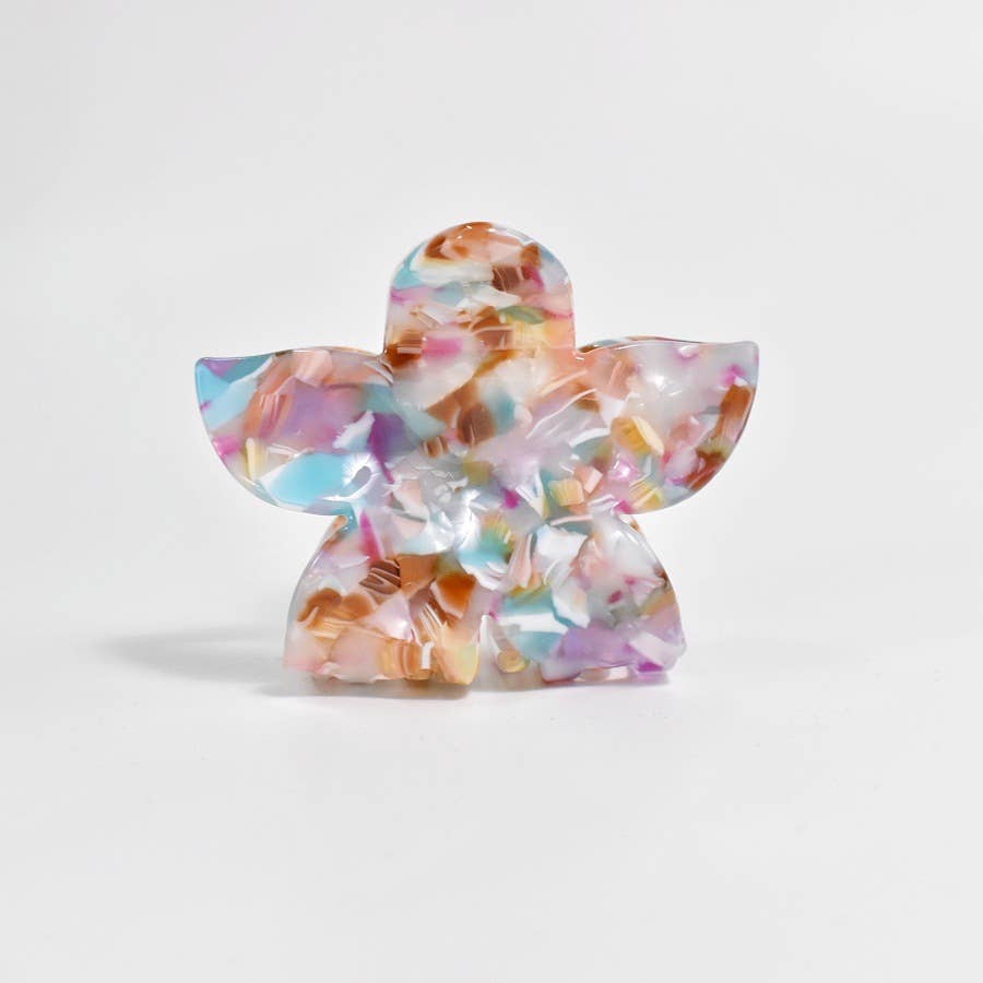 Tortoise & Marbled Plumeria Flower Acetate Hair Claw Clip: BlackBrown