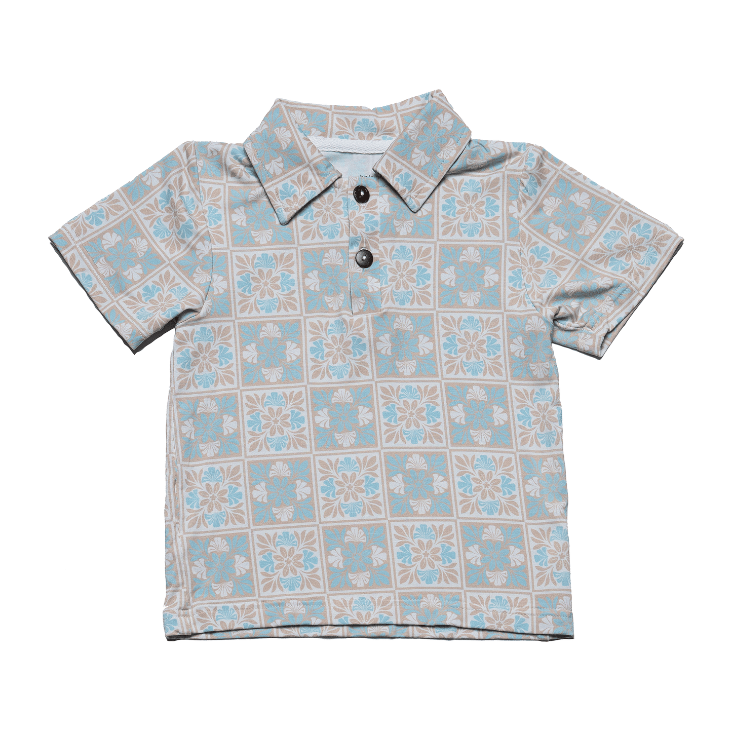 Blue Kuiki Naupaka Bamboo Kalei Athletic Polo: 4Y
