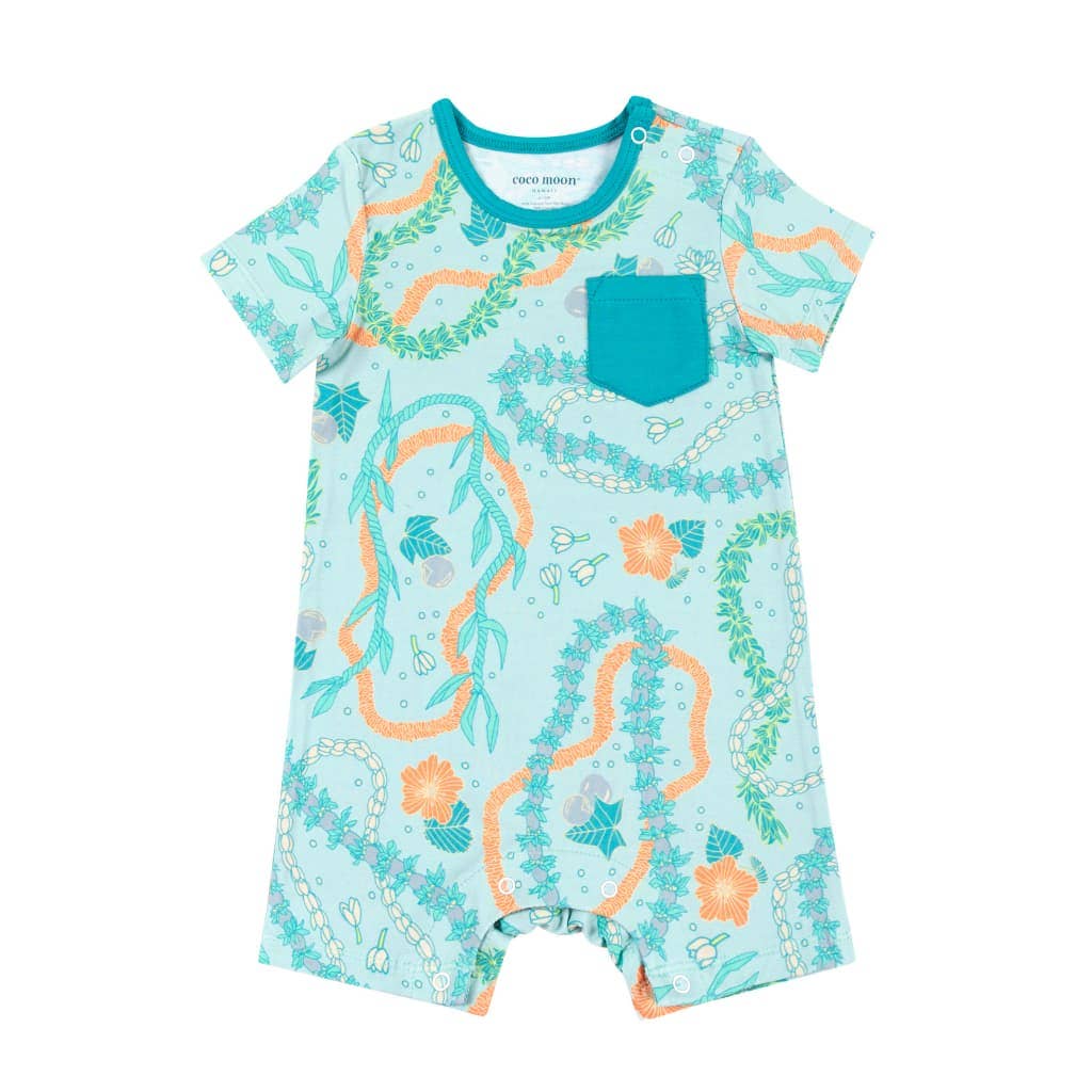Lei Stand Shortie Bamboo Romper: 6-12M