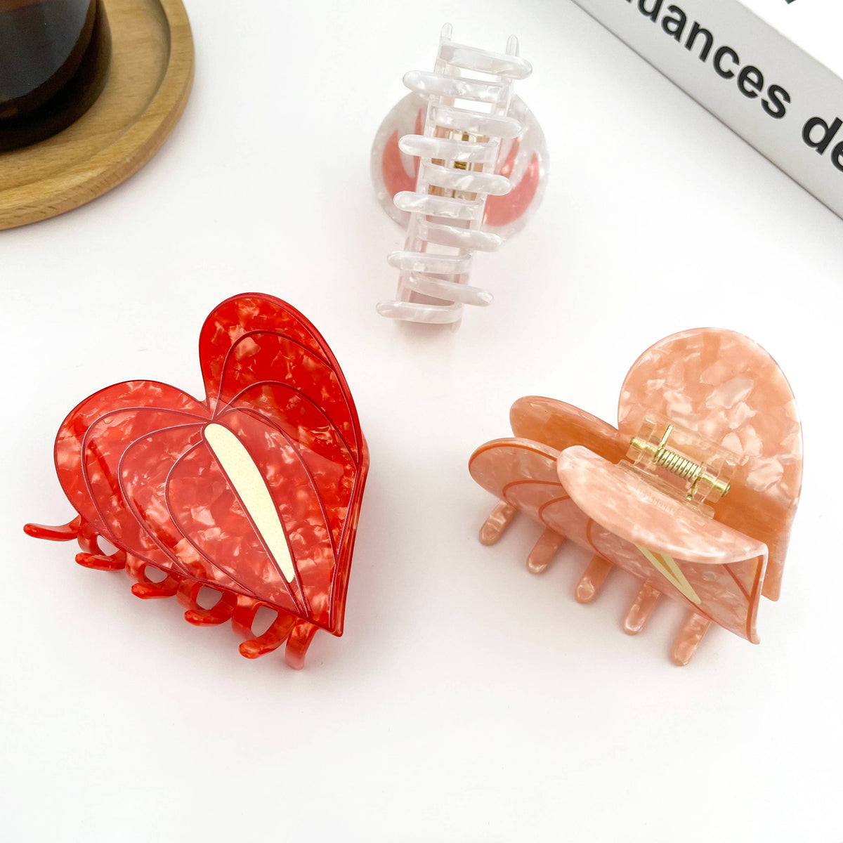 Anthurium Leaf Hair Claw Clip, Acetate Hair Clip: Pink-mini clip