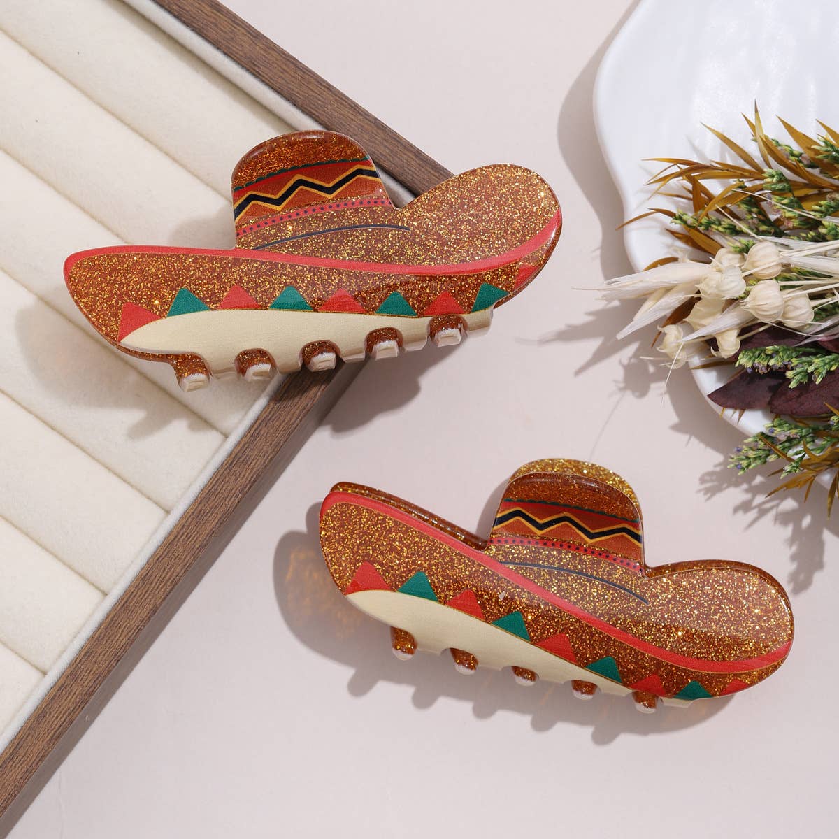 Glitter Sombrero Hair Claw Clip