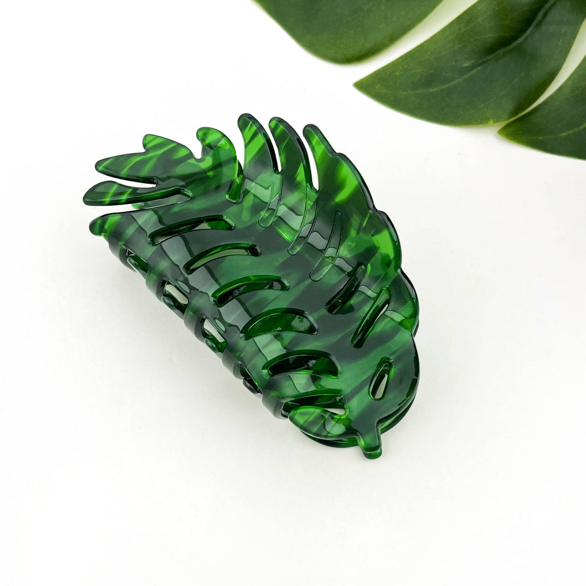 Palm Leaf Hair Claw Clip: Green
