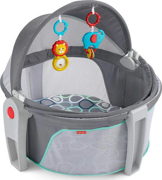 New Fisher Price On the Go Dome, Grey Bubbles