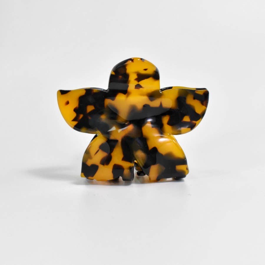 Tortoise & Marbled Plumeria Flower Acetate Hair Claw Clip: BlackBrown