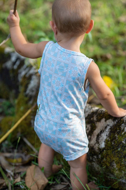 Blue Kuiki Bamboo Tank Romper: 18-24mo