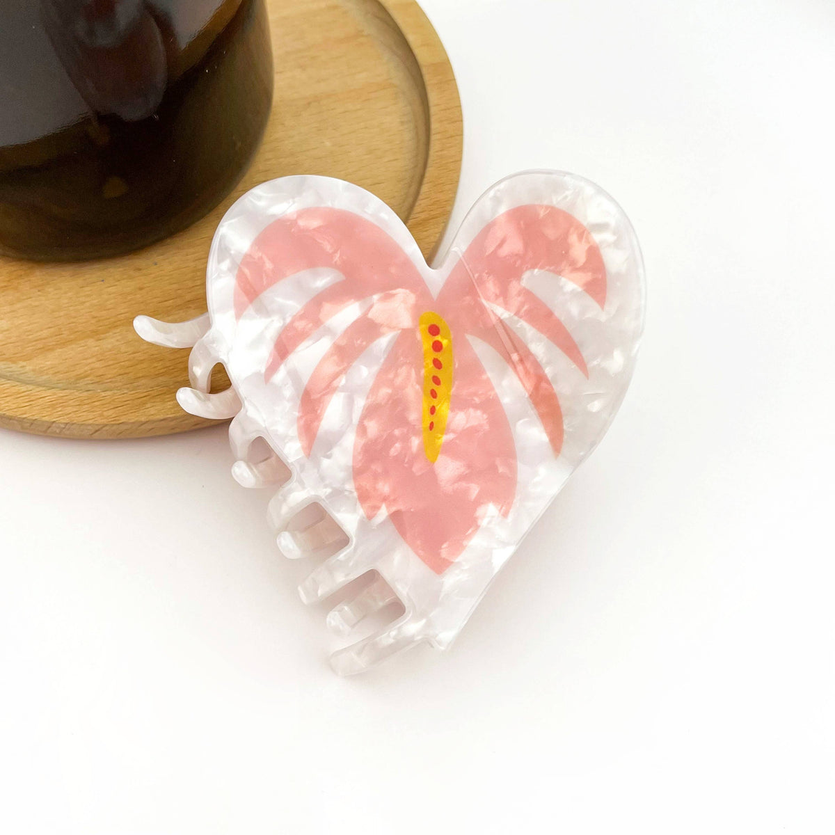 Anthurium Leaf Hair Claw Clip, Acetate Hair Clip: Red-mini clip