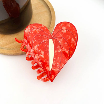 Anthurium Leaf Hair Claw Clip, Acetate Hair Clip: Pink-mini clip