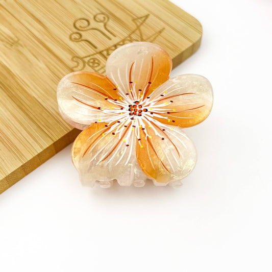 Sakura Claw Clip: White Orange