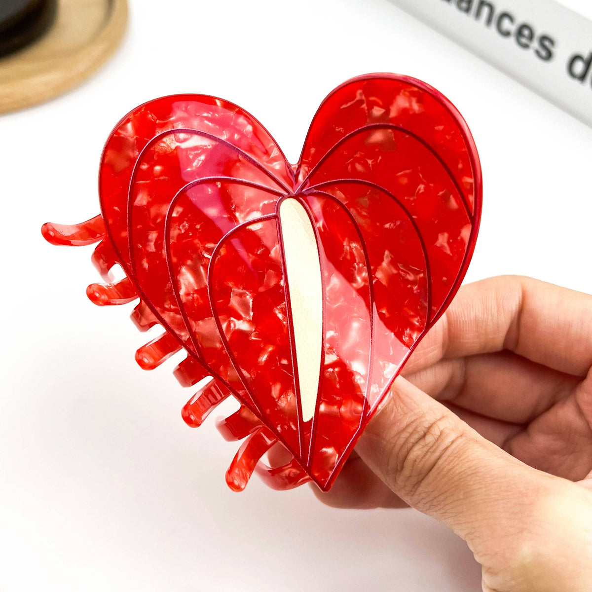 Anthurium Leaf Hair Claw Clip, Acetate Hair Clip: Pink-mini clip
