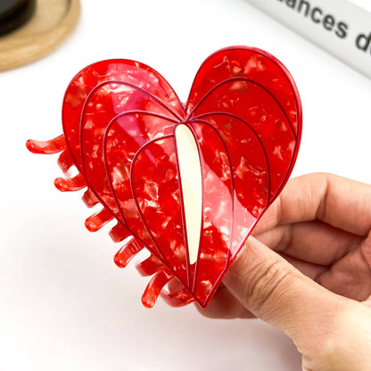 Anthurium Leaf Hair Claw Clip, Acetate Hair Clip: White-mini clip