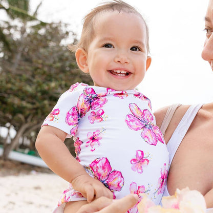 Hibiscus Kiss Baby Bamboo Onesie: 6-12M