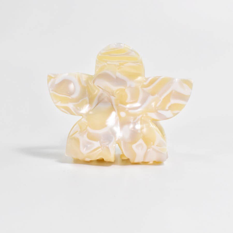 Tortoise & Marbled Plumeria Flower Acetate Hair Claw Clip: BlackBrown